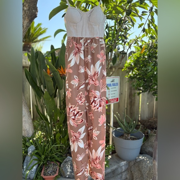 Band of the Free Linen Corset Floral Jumpsuit - Picture 1 of 8